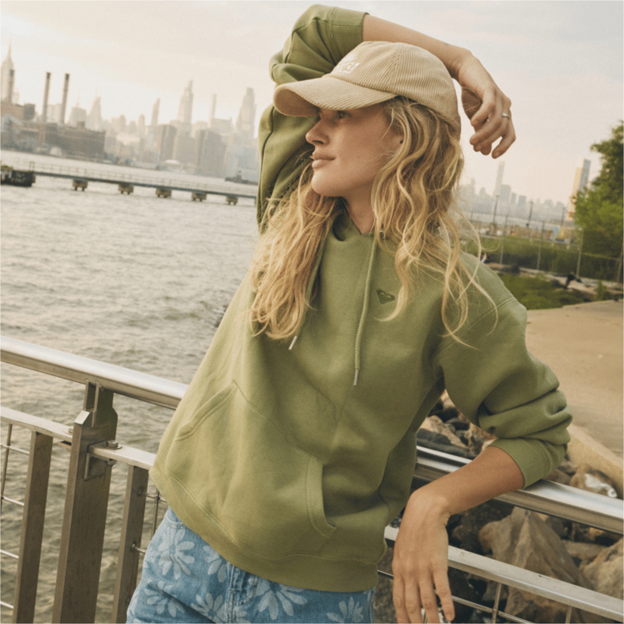 2026 Roxy Womens Surf Stoked Hoodie Brushed Hoodie ERJFT05046 - Oil Green